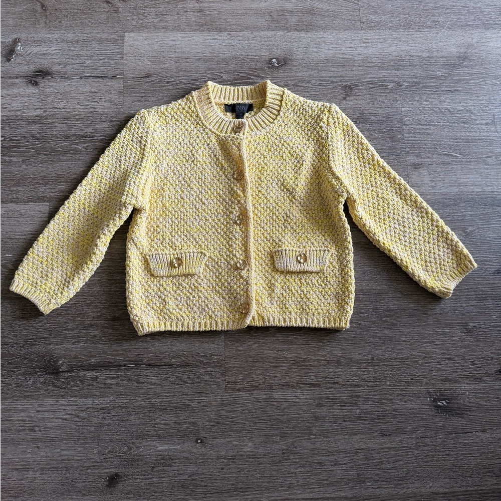 Zara Yellow and Cream Knit Sweater